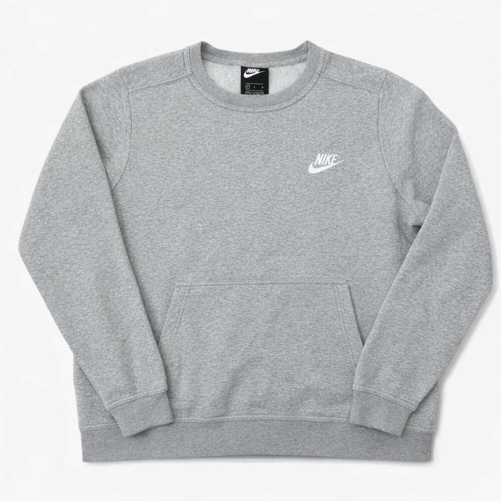 Nike Youth Logo Crewneck Sweatshirt Gray Large